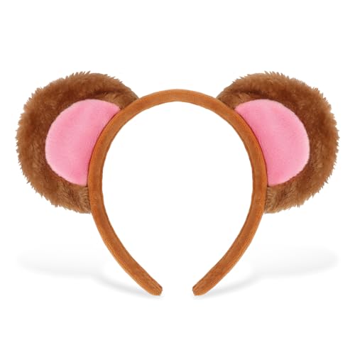 Semato Monkey Ears Headband Cute Halloween Animal Costume Monkey Headwear Face Wash Headband Fashion Hairband Hair Accessories for Adult Party Decoration