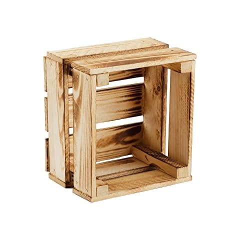 Wooden crate FLAME-BOX 24x21x15cm, flower pot plants box fruit box decoration box Vintage Shabby Chick Look Retro storage box, wall shelf Cover