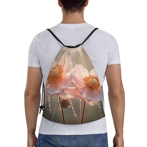 3 Colorful Flowers print Drawstring Bag Sack Gym Bag Ditty Bag for Gym Traveling, Hiking, Yoga, Shopping for Adult2