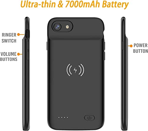 Aftryougo 7000Mah Wireless Battery Case For Iphone Se2020/8/7/6S/6 (4.7Inch) - Protective Rechargeable Charging Case - Black #TOP5