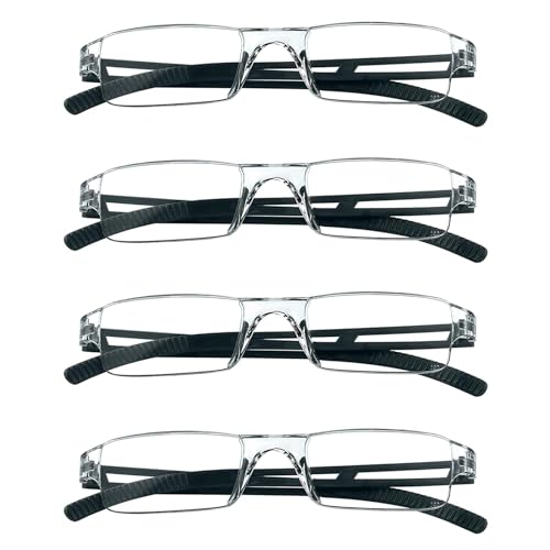 Hubeye 4 Pack Frameless Reading Glasses Ultralight Transparent Rimless Blue Light Blocking Computer Reader 2.50