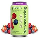 Be Amazing Greens Drink, Mixed Berry, Ready to Drink, 10 Organic Fruits & Vegetables, Coconut Water, Vitamin C, Prebiotic Fiber, 25 Calories, Low Sugar, Vegan, Gluten Free, On the Go, 8 Pack