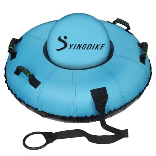 Snow Tube for Sledding, Heavy Duty 40" Snow Sled with 4 Handles and Cushion Seat, Inflatable High Speed 600D Canvas Cover Ski Tubes with Towable Strap (Blue)