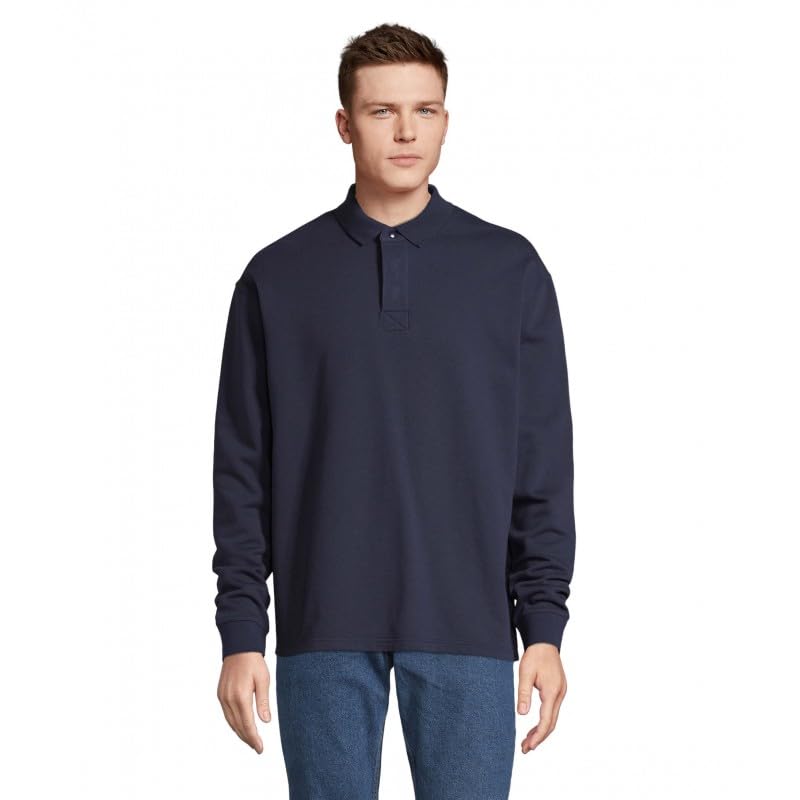 Sweat-shirt col polo grande taille SOL'S Heritage bleu marine pour homme et femme