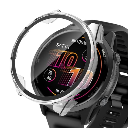 Image of Case Compatible with Garmin Forerunner 570 47 mm, Hard PC Case with Tempered Glass Screen Protector, Scratch-Resistant and Shock-Absorbing Protective Case for Garmin Forerunner 570 47 mm