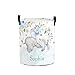 Custom Watercolor Elephant Blue Flower Star Laundry Basket Handles Collapsible Hamper Foldable Storage Bin Living Room Office Bathroom Bedroom