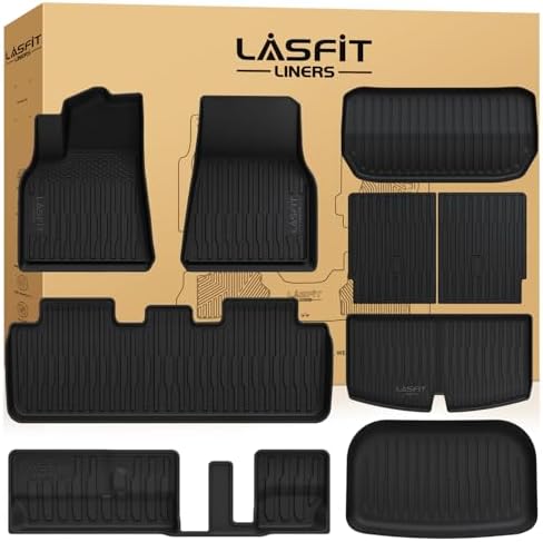 LASFIT Floor Mats for Tesla Model Y 7-Seat 2020-2025 (Not Fit Jun...