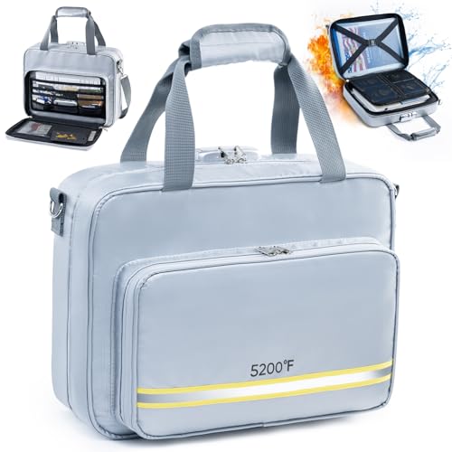 FRECOLSH 5200 Fireproof Document Organizer - Large Fireproof Bag with 20 Pockets - Locking Folder Safe for Home & Office Documents
