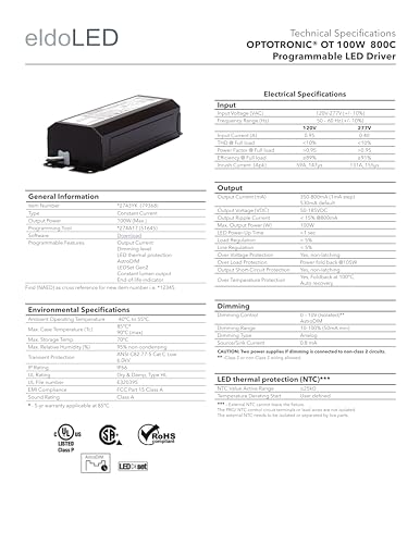 Image of eldoLED | 2743YK OPTOTRONIC OT 100W 800C Programmable LED Driver |Replacement for 79368 Osram | Ot100W /UNV /800C /2DIM /P6