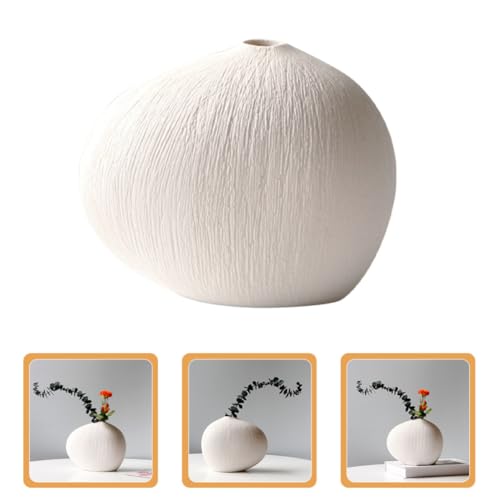 Vase en céramique blanc GALPADA stable décoration table salon moderne - 7