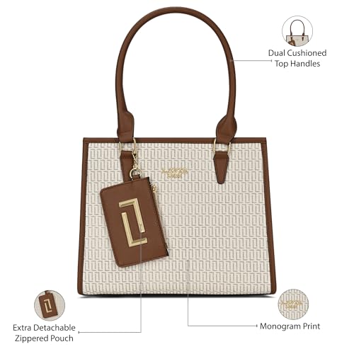 Image of Lavie Luxe Women's Monogram Quad26 Medium Tote Handbag | Tote Bag For Work | Ladies purse | Stylish Shoulder Bag | Gift For Women