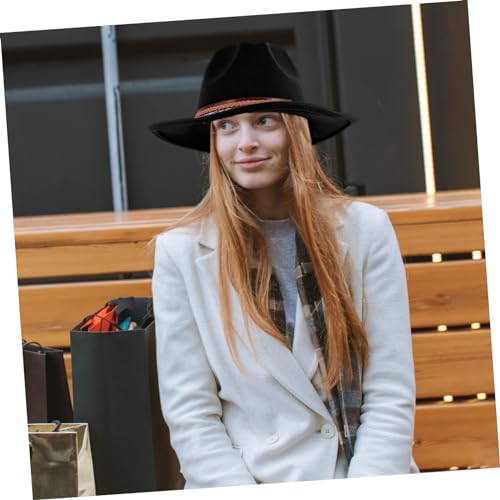 NOLITOY 1Pc Stylish British Style Hat for Women Fashionable Flat Edge Jazz Cap with Elegant Design for Dinner Parties and Special Occasions Lightweight and Comfortable Black3