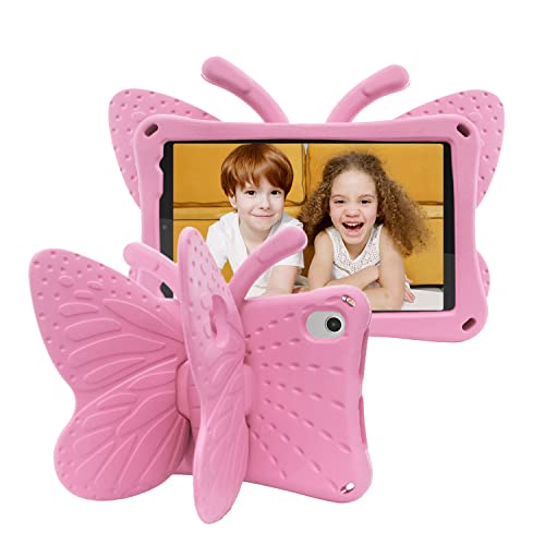Housse TCL Tab 8 LE rose pour occuper les enfants en voyage avec la protection EVA papillon