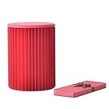 BCGT Papierhocker Einziehbarer Fußhocker, Papierfaltstuhl tragbarer Platz Retting Sitz für Zuhause, Büro, Wohnheim, Nachttisch (Color : Red, Size : D30×H38cm)