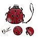 COMPUKAS Cartoon Ladybug Coin Purse Handmade Tanning Leather Wallet for Women Portable Zipper Design Fashionable Credit Card Holder Coin Pouch Red for Daily Use Parties