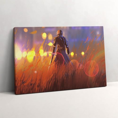 Tableau chevalier avec une épée pour habiller un mur vide toile 60x40