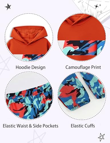Image of Boys Clothes Boy Outfits 2-Piece Long Sleeve Hoodie and Camouflage Pants Boys Fall Winter Clothes for 6-16 Years