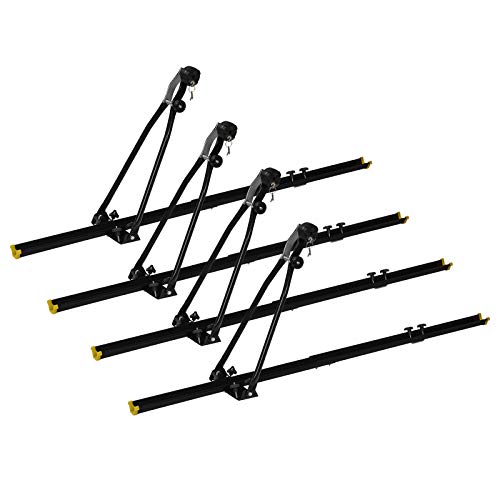 WOLTU 4X Portabicicletas para baca de Coche Soporte para Bicicletas con Cerradura Acero y Aluminio Negro FZ1135-4