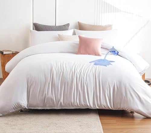 WYFKYMXX Three Layers of Waterproof Zippered Duvet Cover Reusable Breathable Incontinence Elder Duvet Protector -Include Internal Ties- Suitable for King