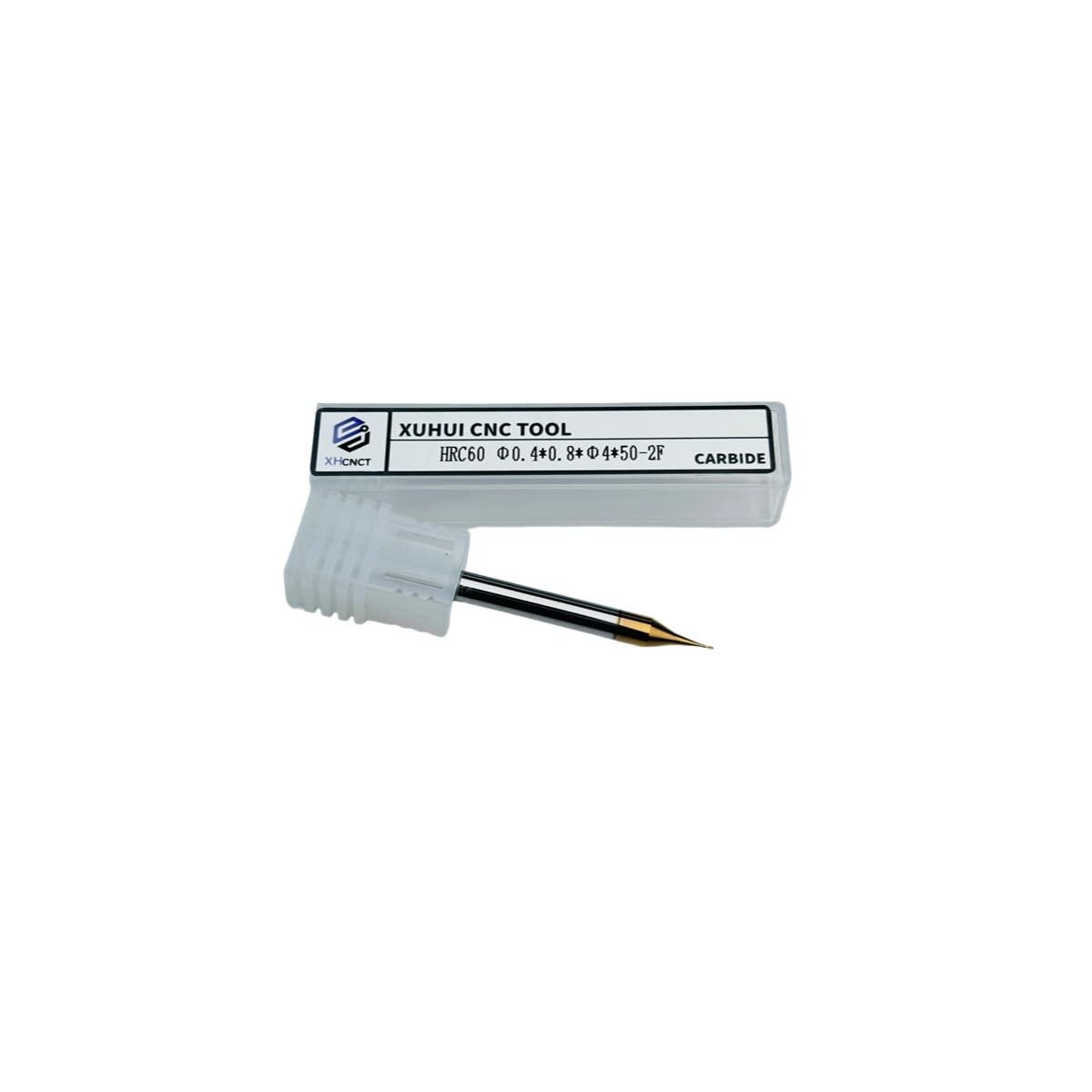 2pcs/Package HRC60 2Flutes Micro Carbide Flat End Mill Square end Mill CNC Cutting Tools for Metal Shank Diameter 4mm (2pcs, Cutting Diameter 0.4mm)