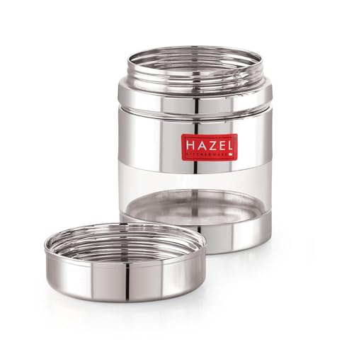 Image of HAZEL Stainless Steel See Through Transparent Container | Kitchen Air Tight Storage Dabba Container, 400 ML