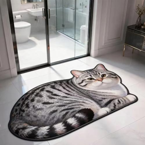 Tapis de bain chat mignon antidérapant et absorbant pour douche - 3