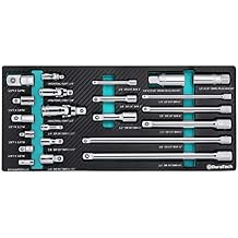 DURATECH 22-Piece Drive Tool Accessory Set, Including 1/4 3/8 1/2 Extension Bars, Socket Adapters, Universal Joints, Spark Plug Sockets, Professional Socket Accessories, Cr-V Steel, EVA Foam Package