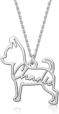 Personalized Dog Memorial Necklace Pet Dog Name Necklace Custom Dog Breed Silhouette Necklace Pet Loss Dog Pet Pendant with Name Remembrance Memorial Jewelry Gift for Her
