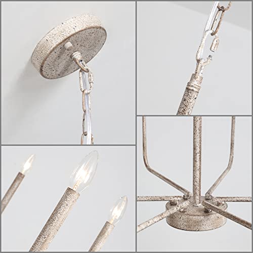 Zchaoz D0070 6 Light Distressed French Country Chandelier Rustic Antique White Farmhouse Chandelier thumb #4