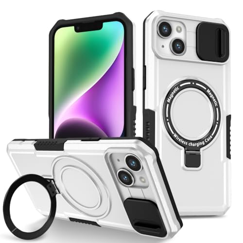 Coque rigide en plastique antichoc LVTFCO avec bague magnétique pour iPhone 11 blanc