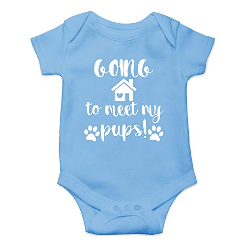 Image of Going To Meet My Pups - Funny Baby Essentials Bodysuit - Newborn Boy Clothes Baby Girl Romper