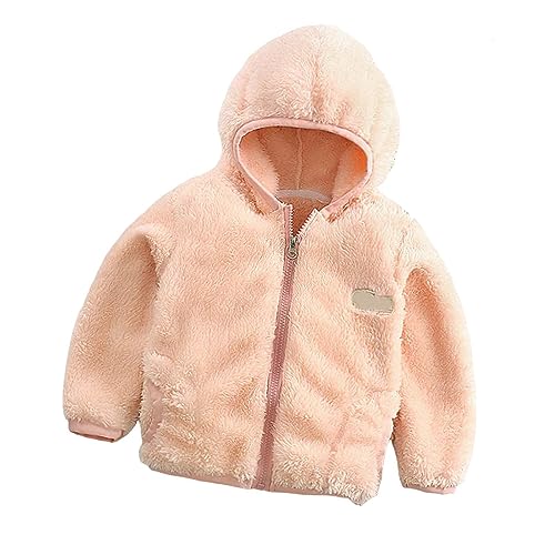 Kids Fleece Sweatshirt Jacket Winter Autumn Warm Zipper Coat with Hooded for Children (Pink, 6-7 Years)