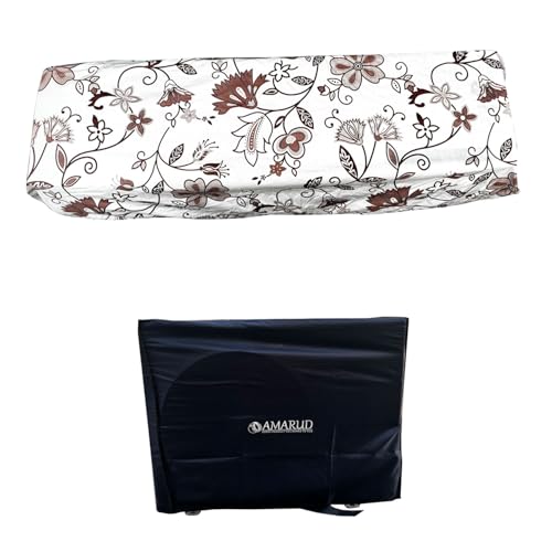 Image of AC Cover for Indoor & Outdoor Unit | Waterproof, Dustproof, All-Weather Protection Against Dust, Rain & Sun (Split AC Cover Printed BrownFloral, Upto 1.5 Ton)