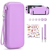 Younik Custodia Switch 2 Compatibile con NS Switch 2 (2025), Kit Accessori 15 in 1 Include Custodia con 19 Alloggiamenti per Schede di Gioco, Custodia Protettiva per Console Switch 2 & J-Con (Viola)