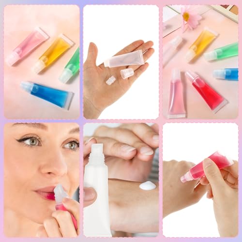 10 Pcs Refillable Travel Toothpaste Tube Empty Lip Gloss Tubes 10ml Clear Lip Balm Containers Refillable Empty Tubes Bottles Balm for Sample Shampoo Makeup Facial Cleanser Lips Gloss3