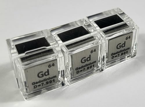 Image of 0.39 inch 10mm Gadolinium Metal Cube Gd up to 99.9% Pure Periodic Table Element Engraved Density Collection Science Education Display Block Cube + Acrylic Case Box - 1PC