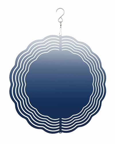 Vintage Wind Spinners, Gradient Navy Blue Hanging Wind Spinners for Yard and Garden 3D Stainless Steel Metal Sculptures Crafts Ornaments 10 Inch