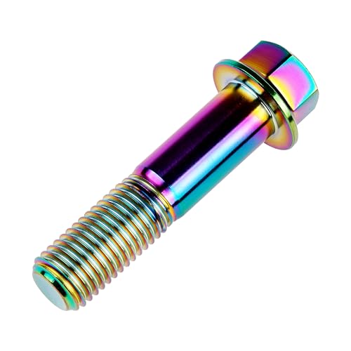 Image of Titanium Bolt M12 30 35 40 45 50 55 60 65 70 75 80 85 90mm Hex Small Flange Head for Motorcycle Car Modification Pack of 4 (M12x50mm Pitch 1.5, Multicolored)