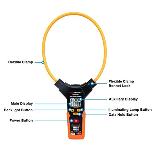 PEAKMETER Smart AC Digital True RMS Flexible Clamp Meter Multimeter Handheld Voltage Current Resistance Frequency Tester(PM2019S)