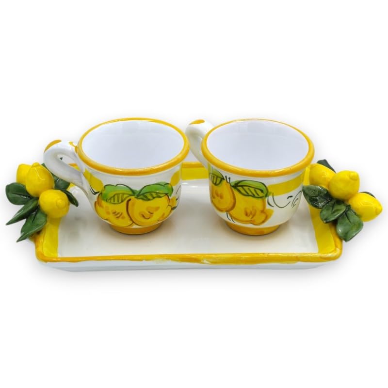 Servicio de café en cerámica fina SICILIA BEDDA con decoración de limón