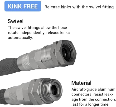 TheFitLife Flexible Garden Hose - Non-Expandable Water Hose with 3/4" Swivel Metal Fittings, 1/2" Diameter. Leak-Proof, Kink-Free, Lightweight, Easy Storage, for Outdoor Use (25FT) - Thumbnail 4