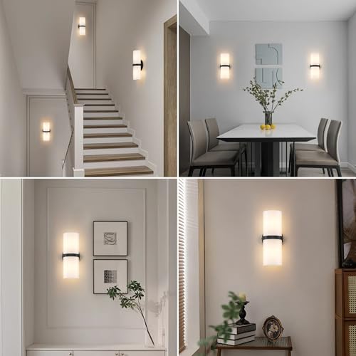 Aipsun Black LED Wall Sconce Set of 2 Indoor Hardwired Up and Down Wall Lights for Bathroom Living Room Bedroom Hallway Corridor Warm White 3000K (with G9 Bulbs) - Thumbnail 4