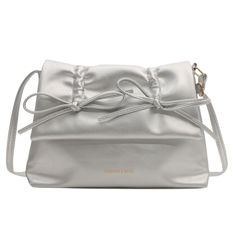 Bolsa de ombro pequena bolsa tiracolo Y2k estética axila bolsa feminina, Prata, Medium, prata