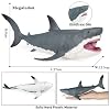 Megalodon Shark Figurine Prehistoric Movable Mouth Large Shark Toys Deep Sea Creature Ocean Animal Model for Kids Bath Toy Cake Topper