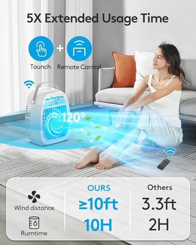 Ventilateur de climatisation portable JYew 4 en 1 avec humidificateur RVB 3 vitesses - 3