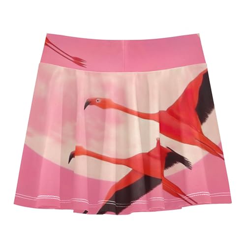 Tennis Skirts for Kids Flamingos Moon Pink Sky Moon Athletic Shorts Girls Skorts Children Flowy Skort 4t2