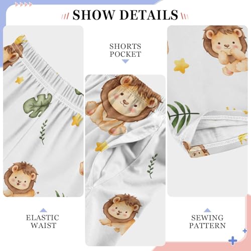 Boys' Pants Lion Leaf Long Bottoms Jogger Pants Elastic Waist Trousers with Pockets S-XL 6