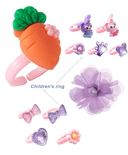 Kids Hair Accessories For Girls Little Girls Jewelry Set With Jewelry Box Girl Princess Jewelry Accessories Hair Clips Rope Headwear Rings Earrings For Toddler Girl Kids Favor Gift (Purple) … #TOP6