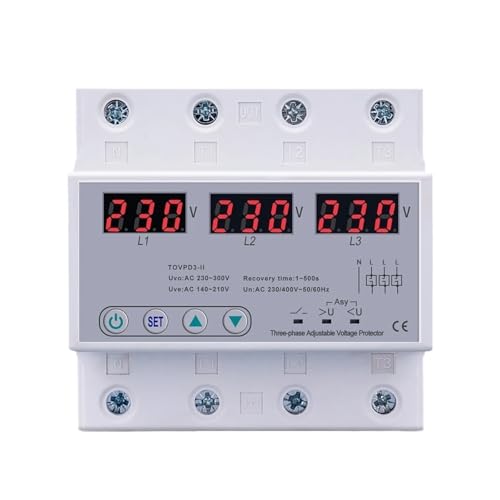Voltmètre triphasé réglable 380V protecteur de surtension automatique 63A