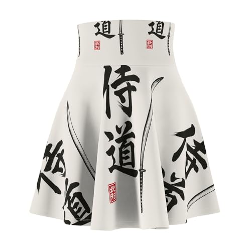 Samurai Theme Skater Skirt for Women, Perfect for Martial Arts Lovers